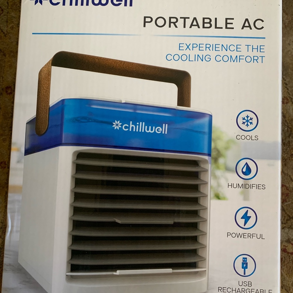 NWOT rechargeable air cooler. This one never used and in box. Mine works great
